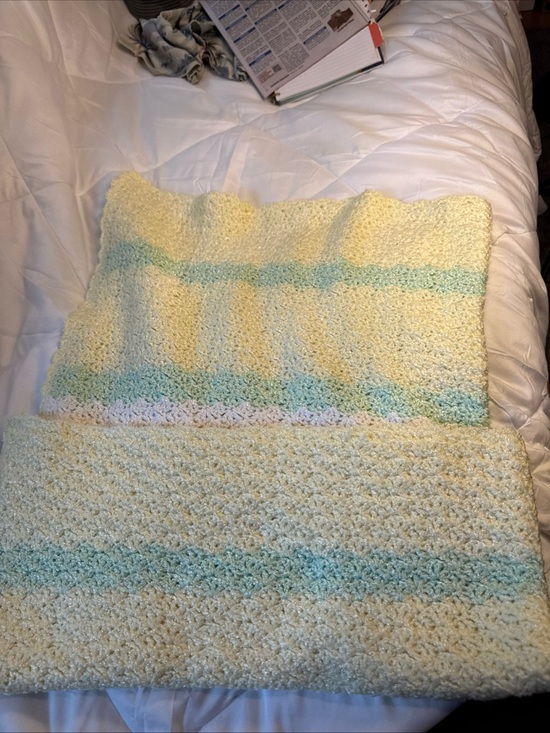 Handmade Other - Handmade Pastel Yellow, white & Mint Crochet Baby Blanket